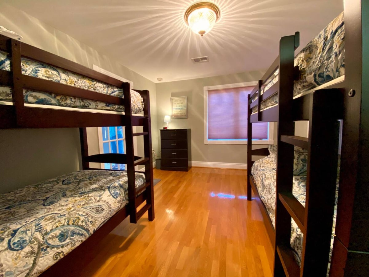 bedroom with bunk beds at a vacation rental property in harpers ferry west virginia